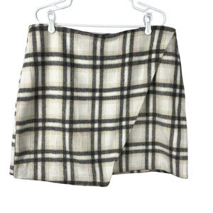 Bagatelle Plaid Mini Skirt Size XL Lined zip Down Side Zipper Wrap Skirt